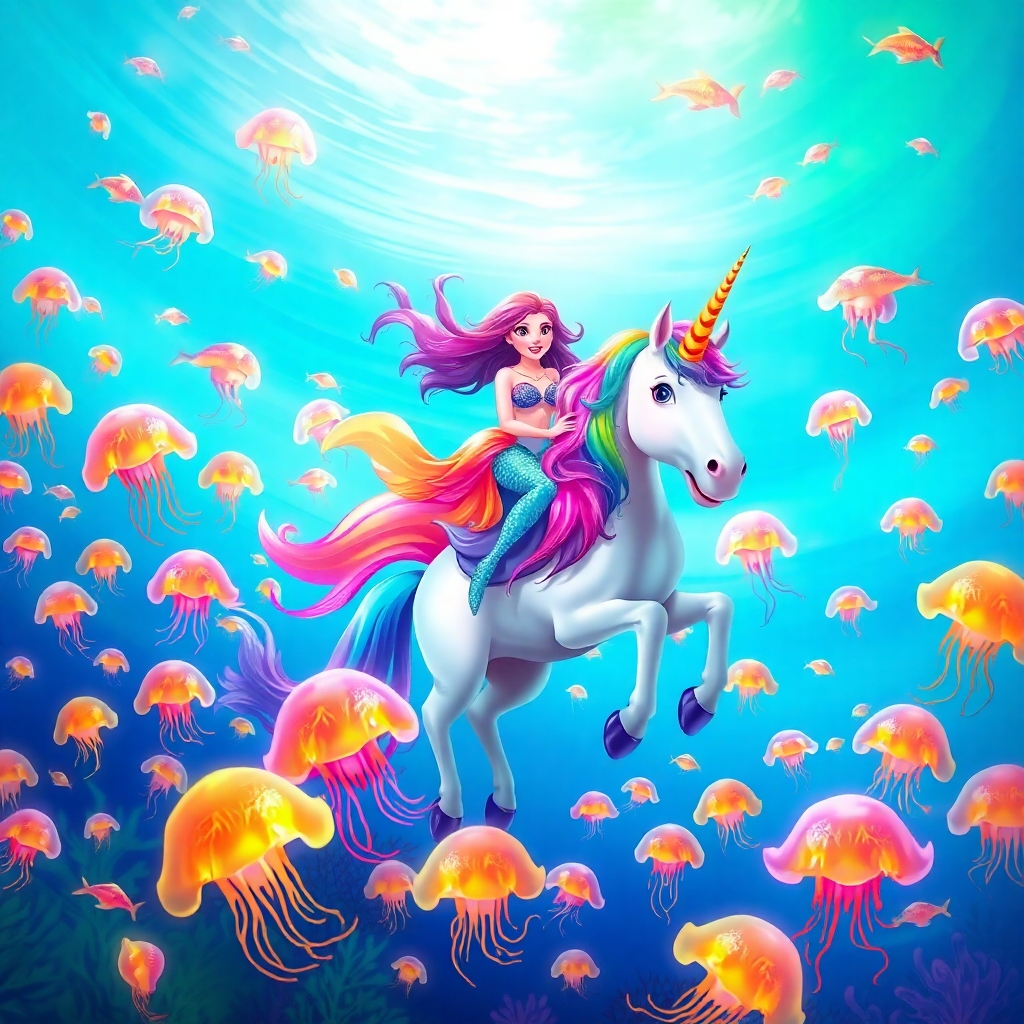 Whimsy Waves: Luna’s Mermaid Unicorn Joyride