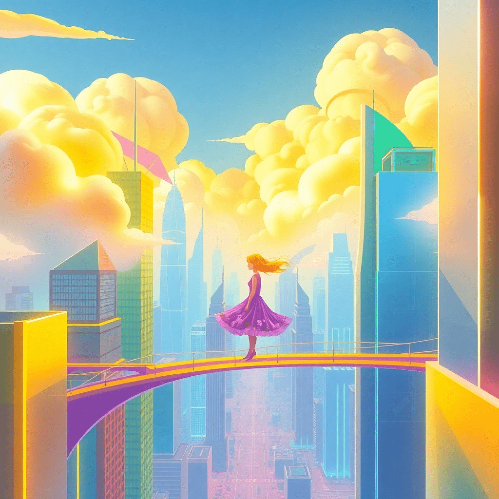 Luminous Skies & Solar Dreamscape: “Aurora’s Floating Oasis”