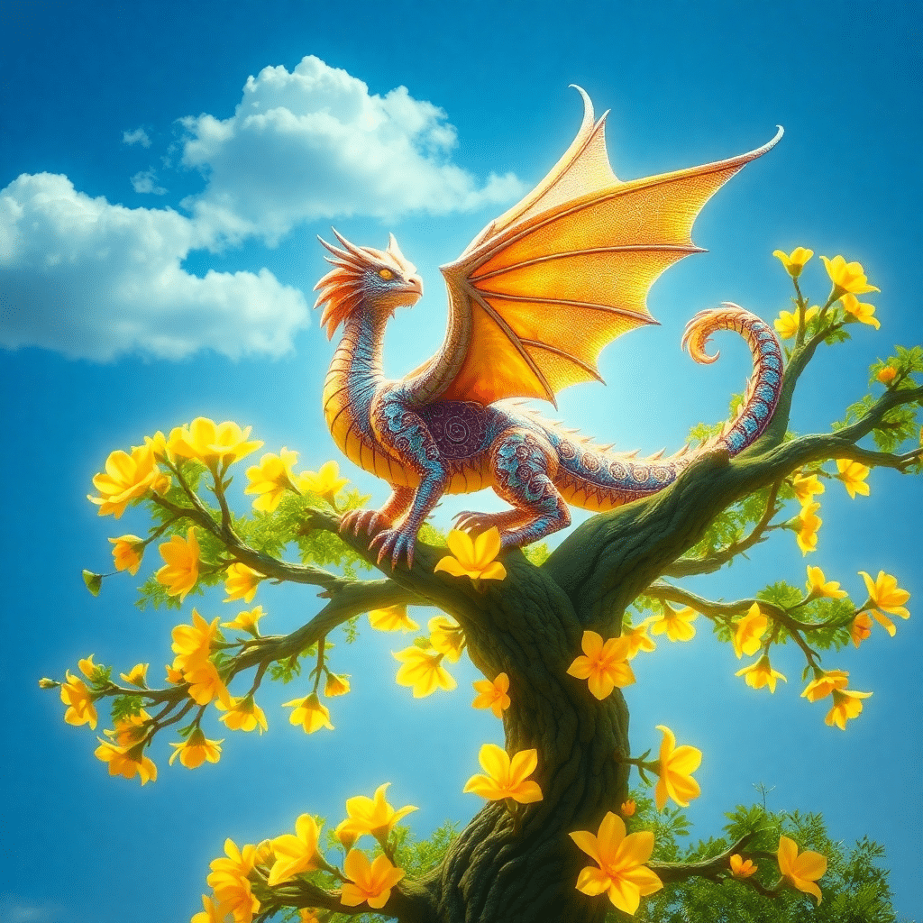Whispering Wings: Azurea the Luminous Dragon of Elyria