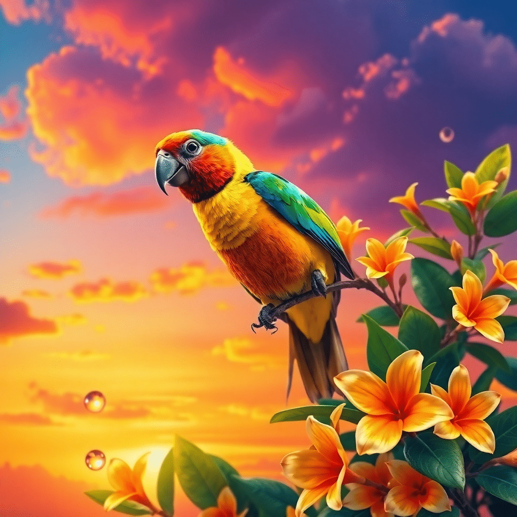 Whispers of Paradise: Luna the Tropical Bird