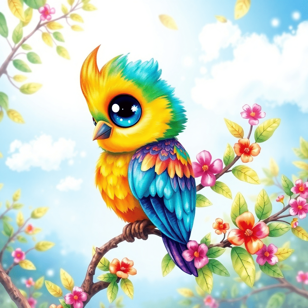 Whispers of Wonderland: Zara the Vibrant Bird