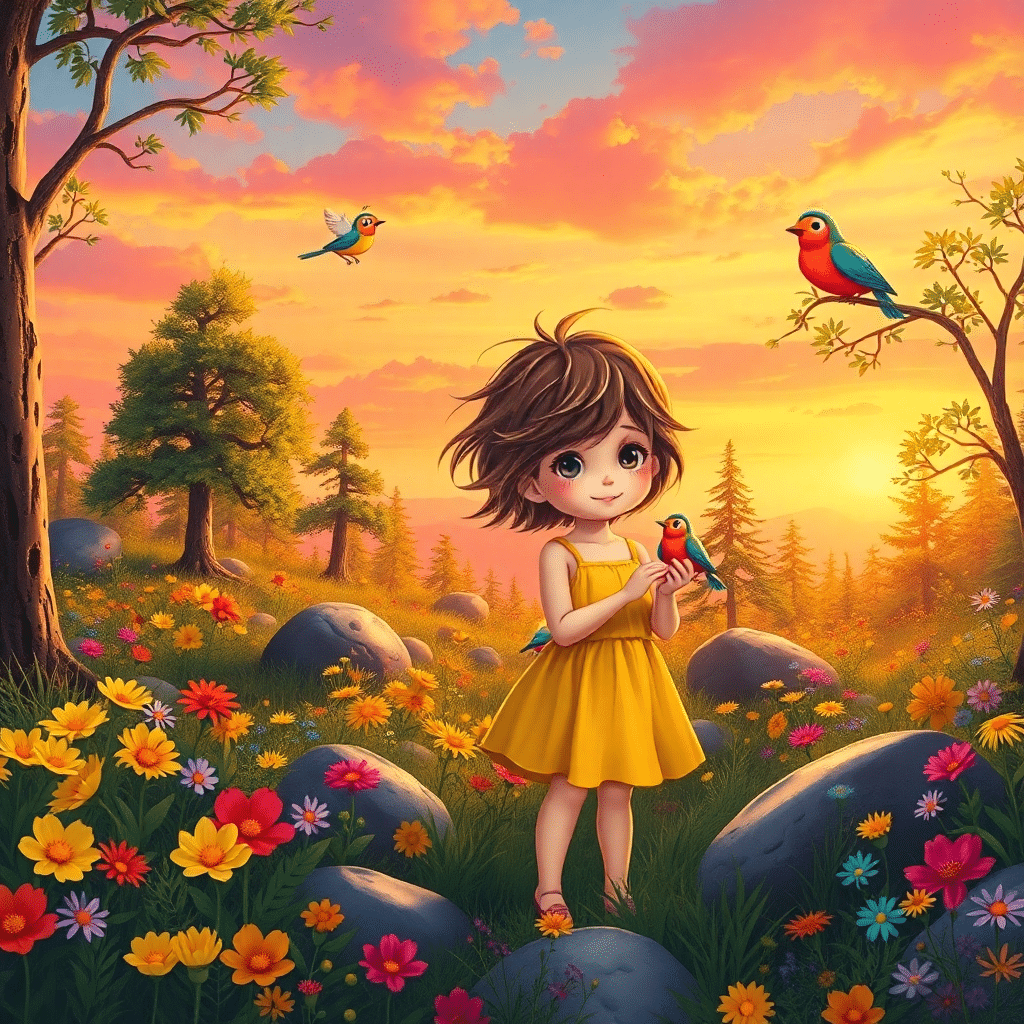 Whispers of Sunset in the Luminous Forest of Dreams