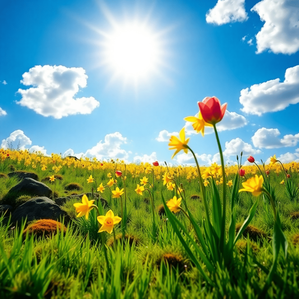 Spring Awakening: Serene Landscape of Vibrant Floral Harmony
