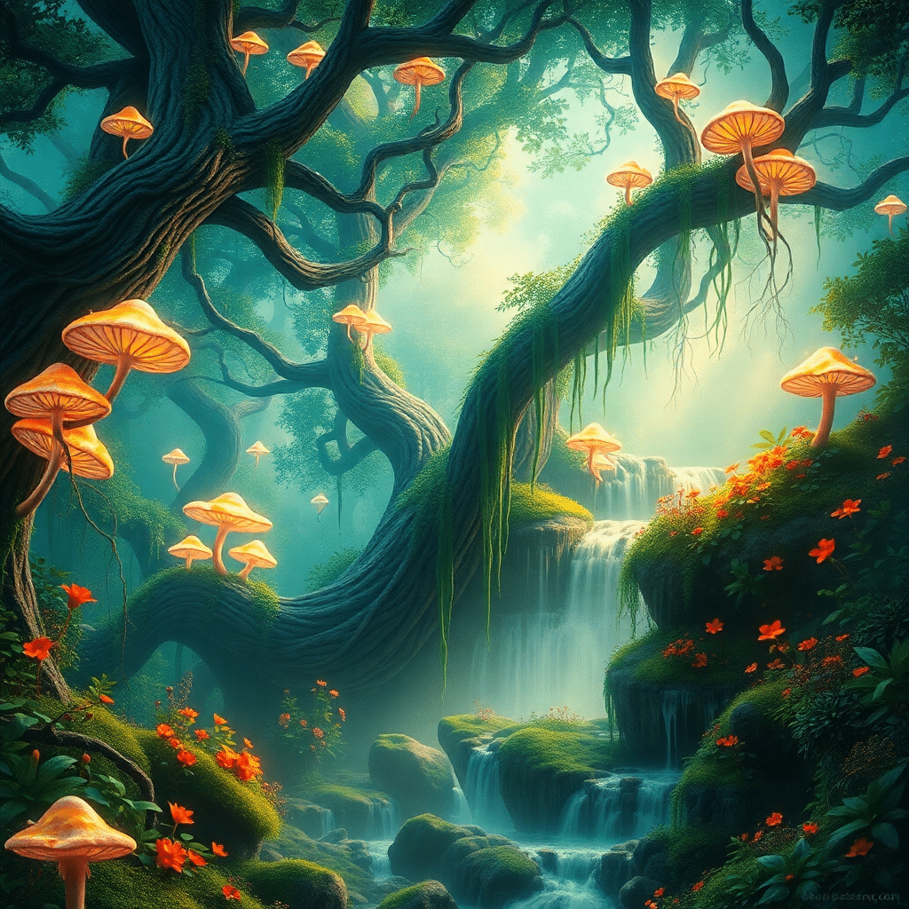 Whispering Woods of Enchantment: The Glowing Oasis