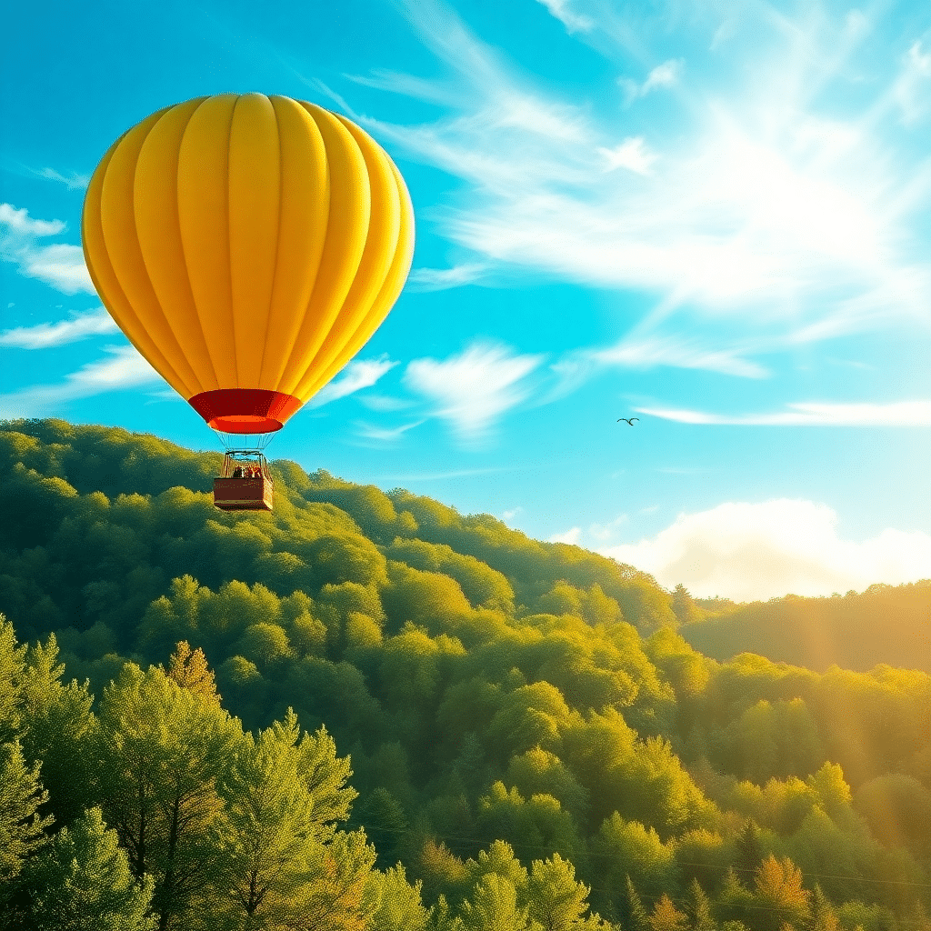 Morning Serenity: Azure Oasis Hot Air Balloon