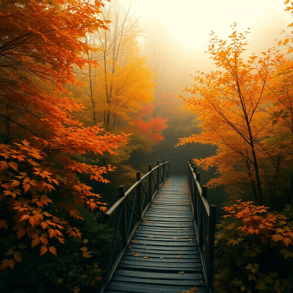 Whispers of Autumn Forest: Dancing Leaves Beneath Golden Light