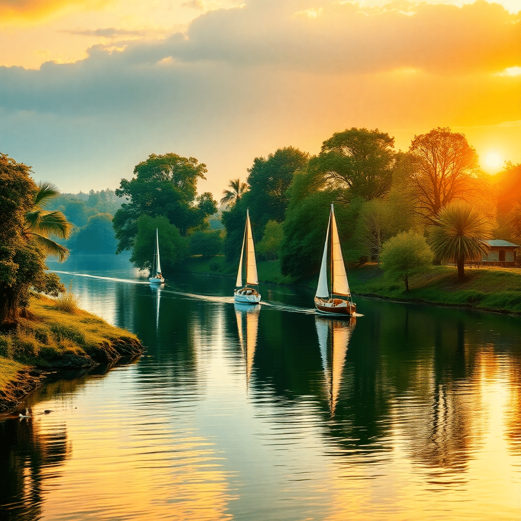 River Serenity: Tranquil Turquoise Oasis Amidst Majestic Greens
