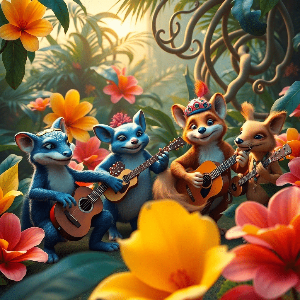 Whimsy Wildflowers Music Band Jungle Sunset Rendezvous