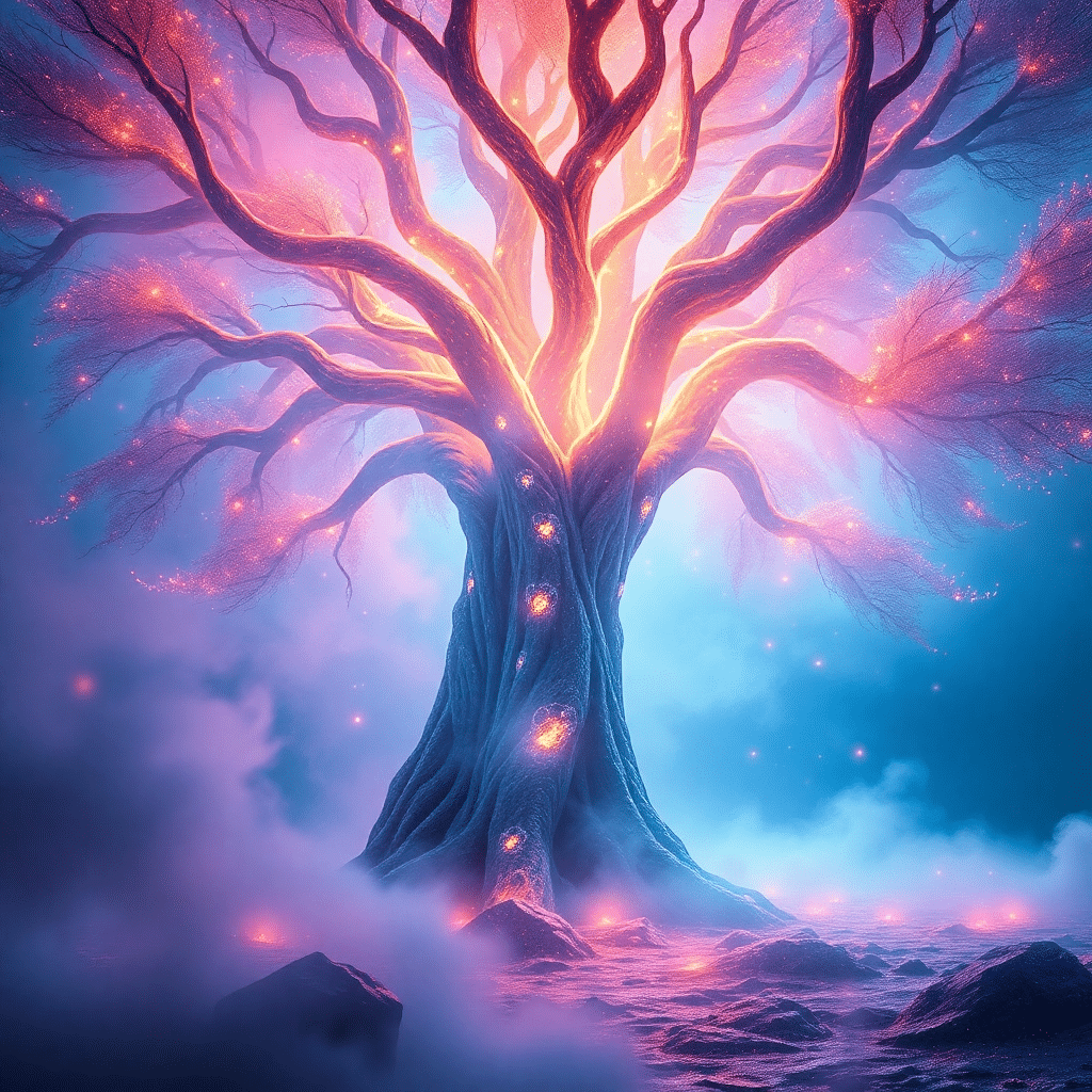 Whispers of the Celestial Garden Tree