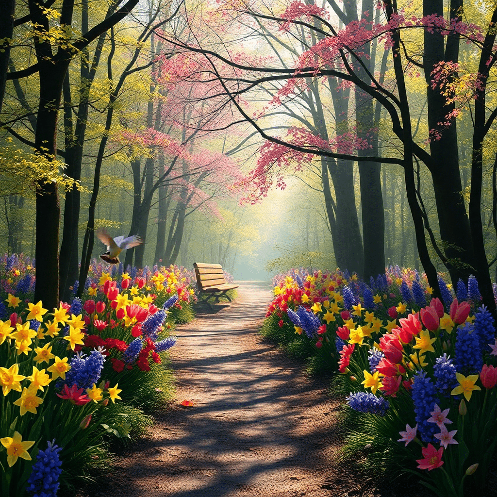 Morning Radiance Awakening: Whispers of Spring in the Woods