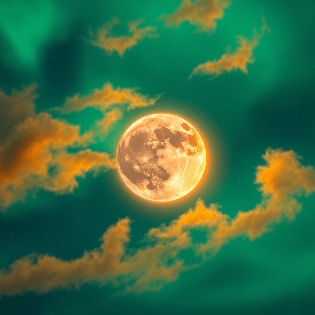 Midnight Eclipse of Luminous Turquoise and Emerald Skies