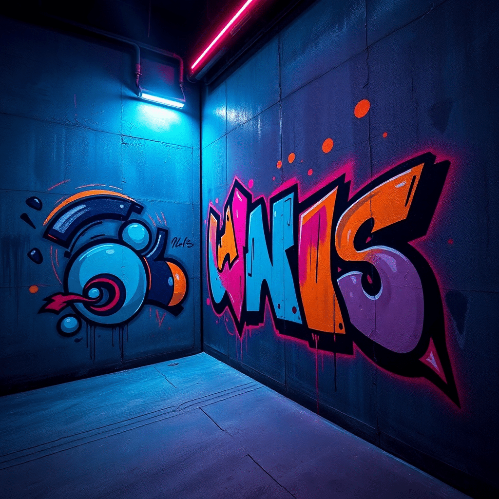 Urban Canvas: Neon Fusion on Concrete Dreams