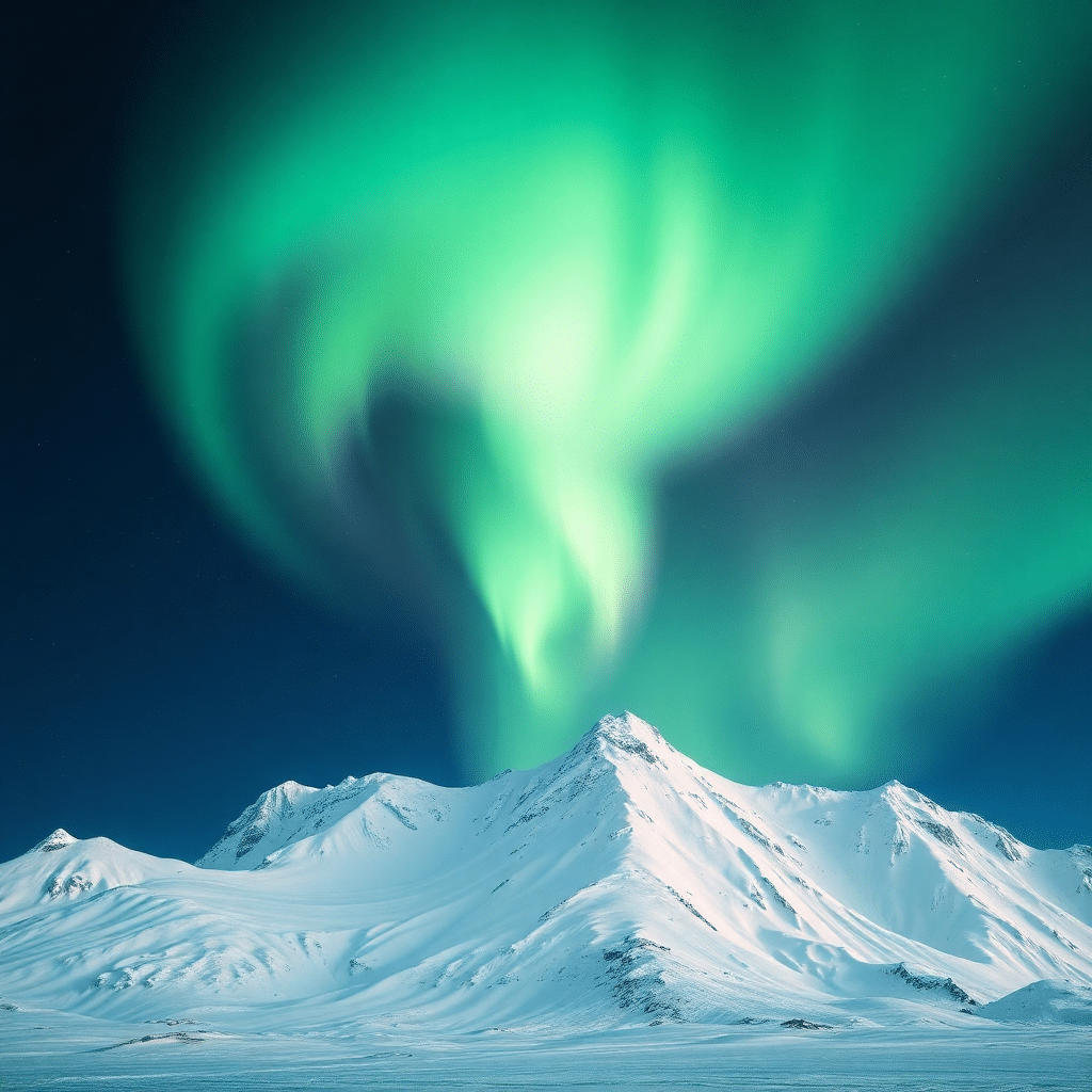 Ethereal Aurora Dance: Celestial Symphony on the Mountain Peak