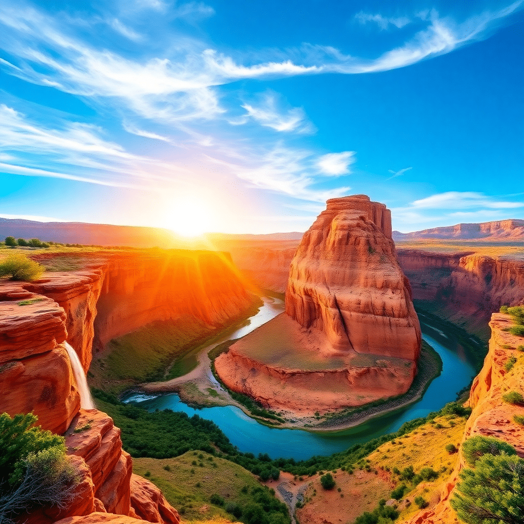 Dawn’s Golden Glow Cascades Through Ancient Canyon Depths