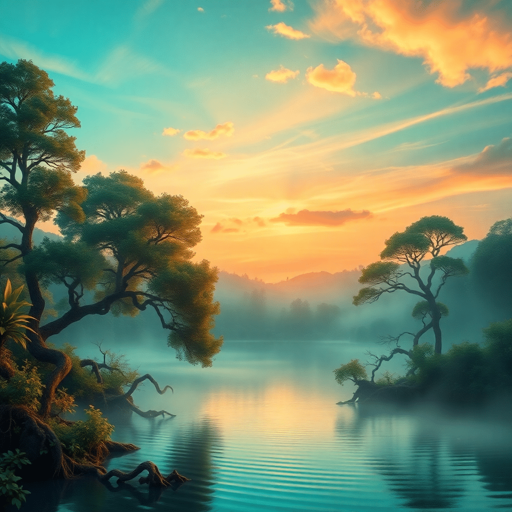 Mystical Dawn Awakening: Whispering Secrets of the Lake