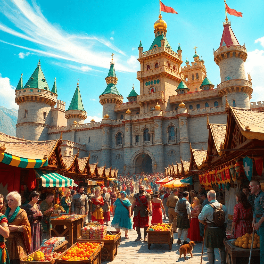 Medieval Marketplace Marvel: Castlehaven’s Golden Hour Joy