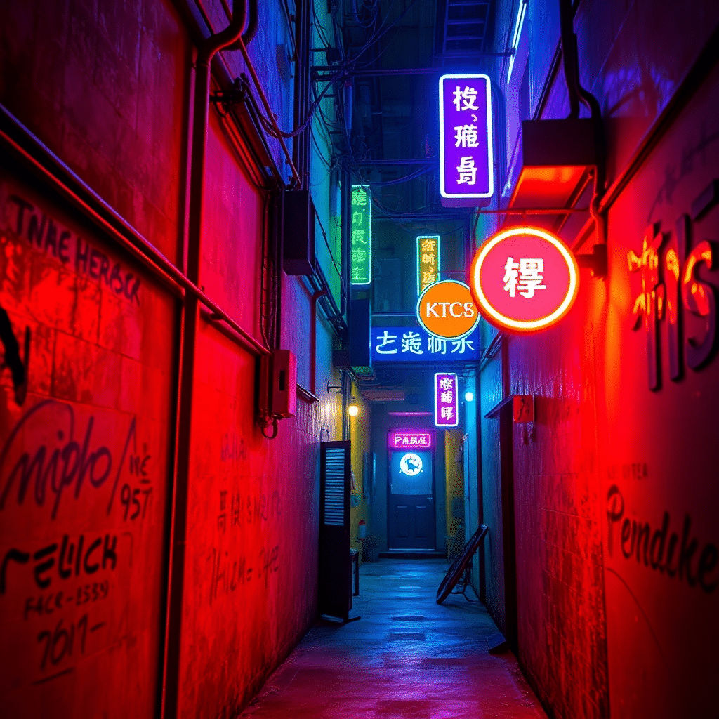 Neon Nexus of Vibrant Wonders Alley