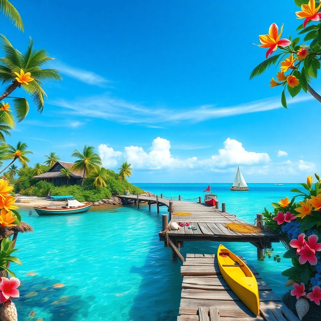 Island Oasis of Tranquility and Vibrant Tropical Serenity