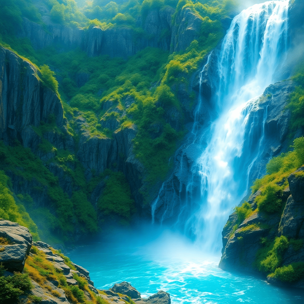 Emerald Oasis: Serenity’s Icy Veil Fountain