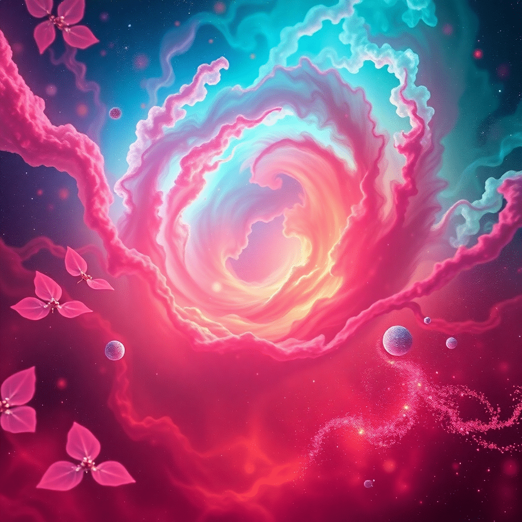 Celestial Bloom: Aurora’s Vortex of Iridescent Whispers