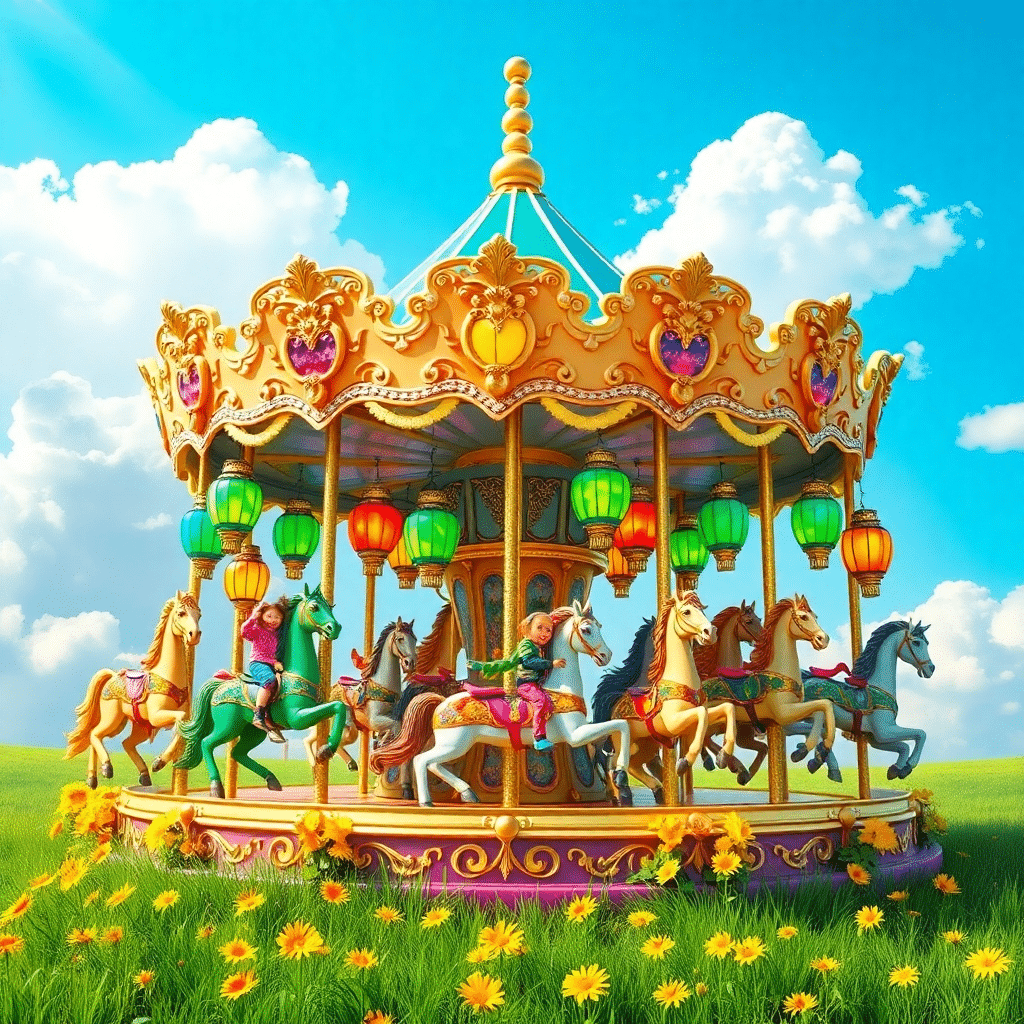 Enchanted Carousel of Whimsy and Colorful Delight