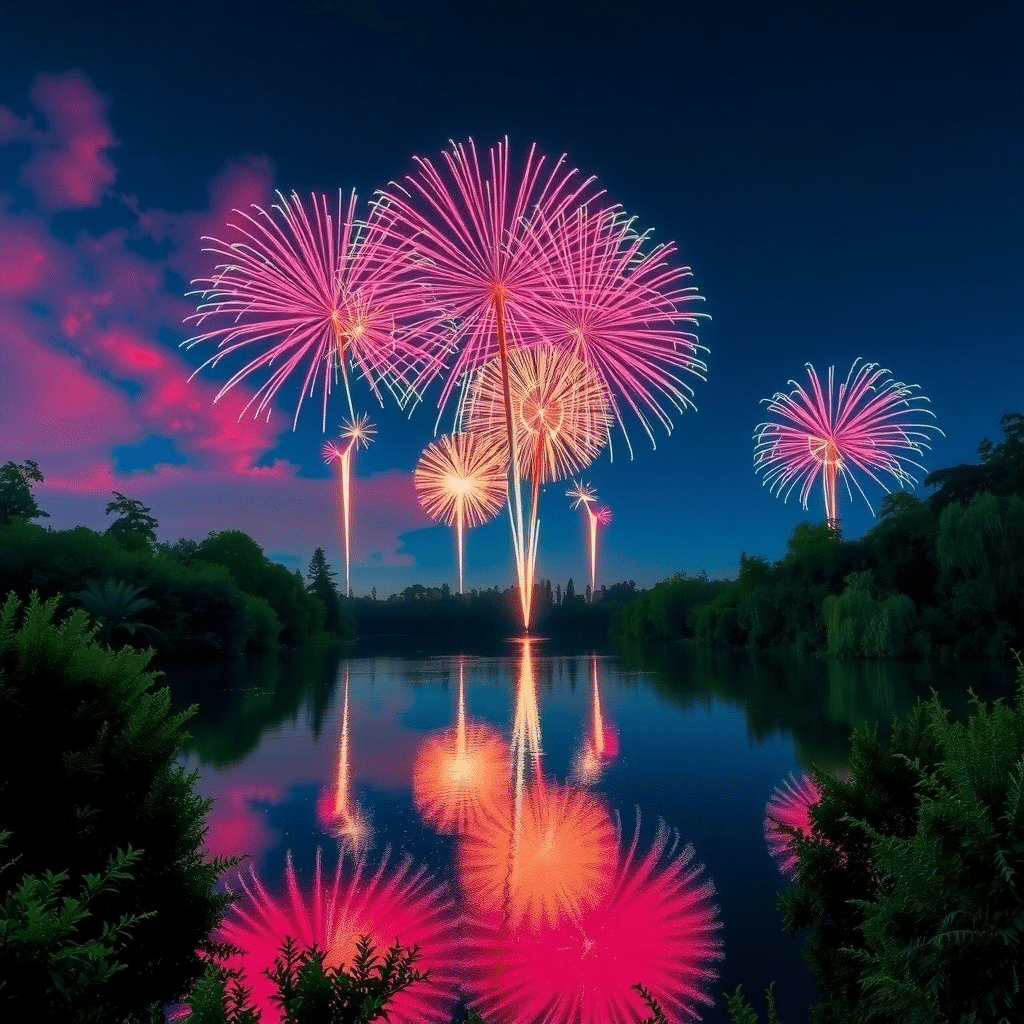 Whispers of Magic: Lake Luminaria Fireworks Spectacle