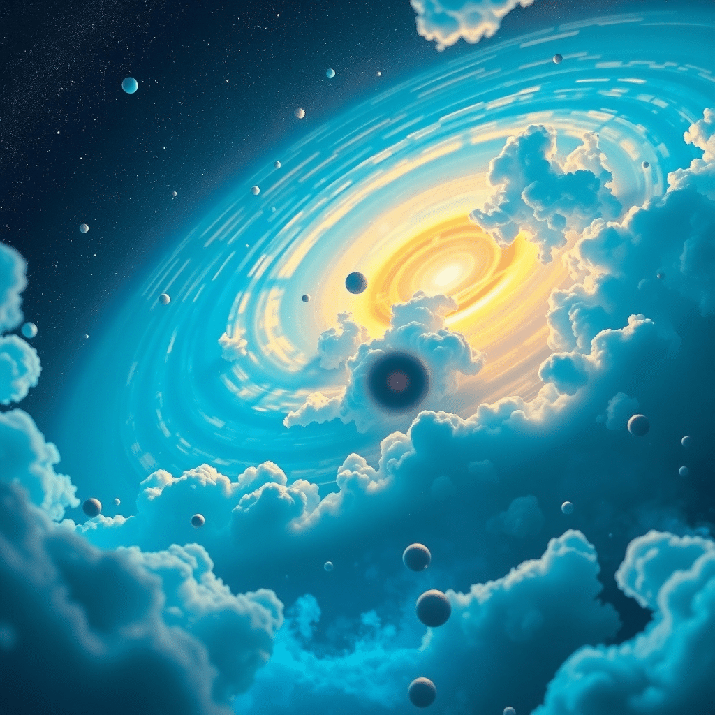Cosmic Breeze: Celestial Awakening in Iridescent Bloom