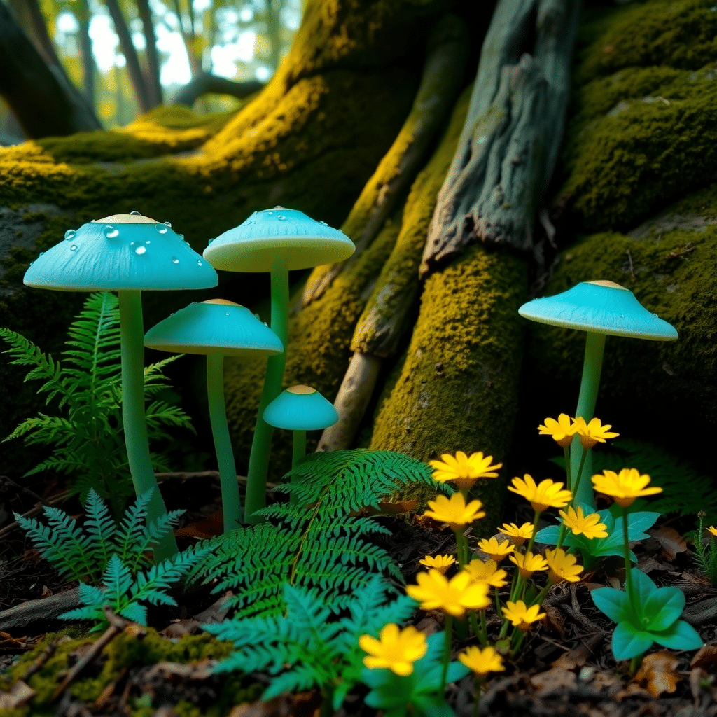 Whispering Forest of Moonlit Mushroom Majesty