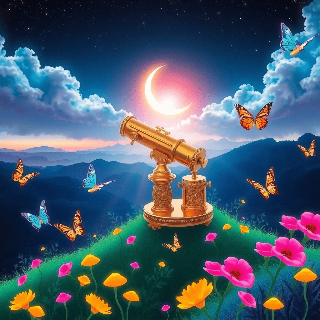 Moonlit Oasis of the Golden Stargazer Observatory
