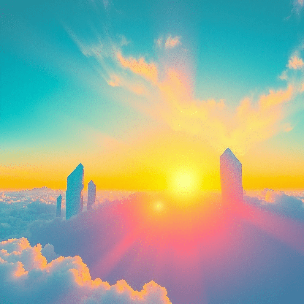Harmonic Horizon: Turquoise Treasures among Shimmering Skies