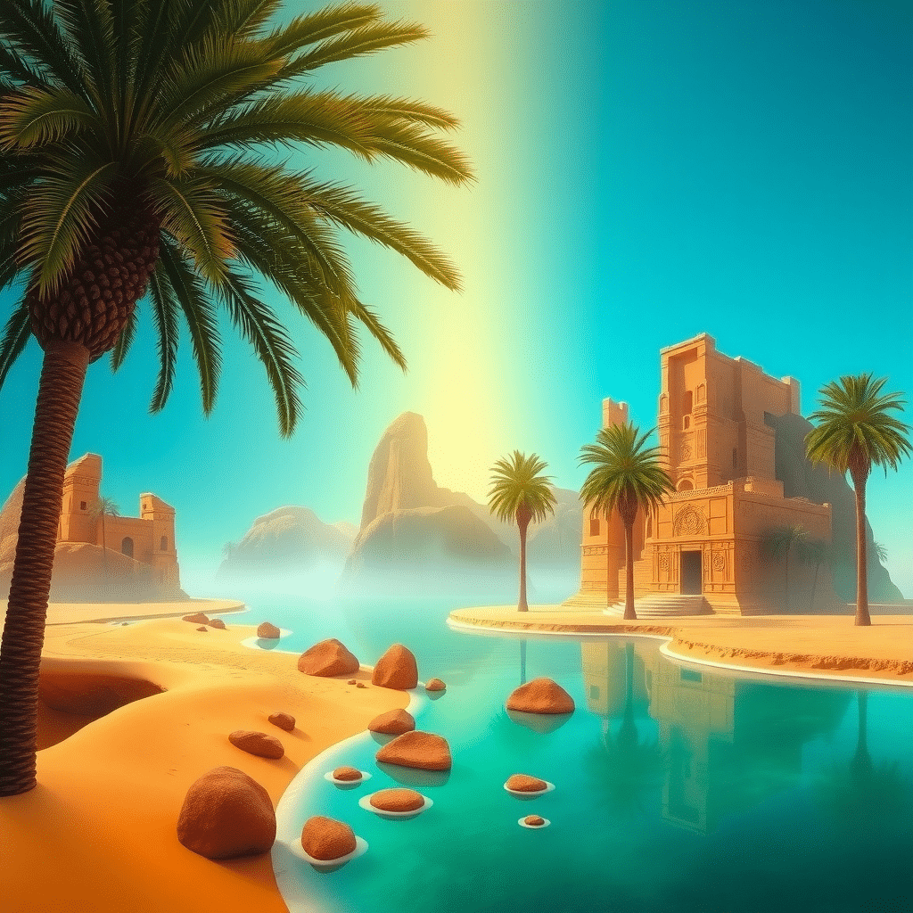 Whispers of Eden: Oasis of Ancient Mirrored Harmonies