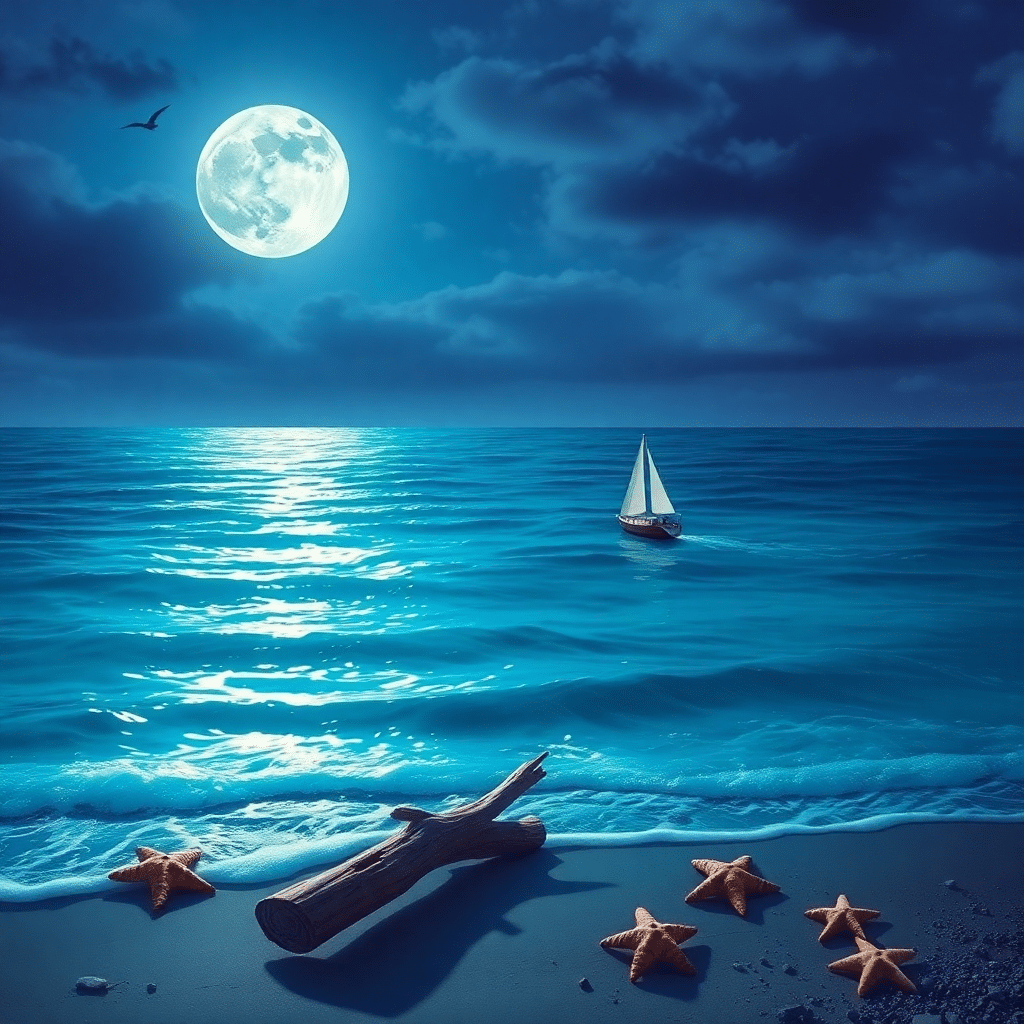 Luminous Nightfall Reflections: Celestial Sailor