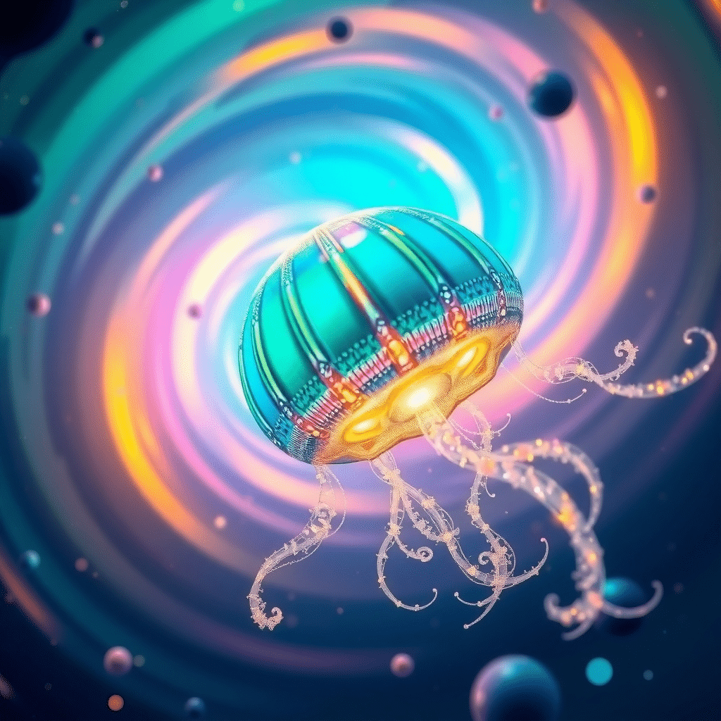 Cosmic Odyssey: Stellaluna’s Iridescent Journey Through the Vortex