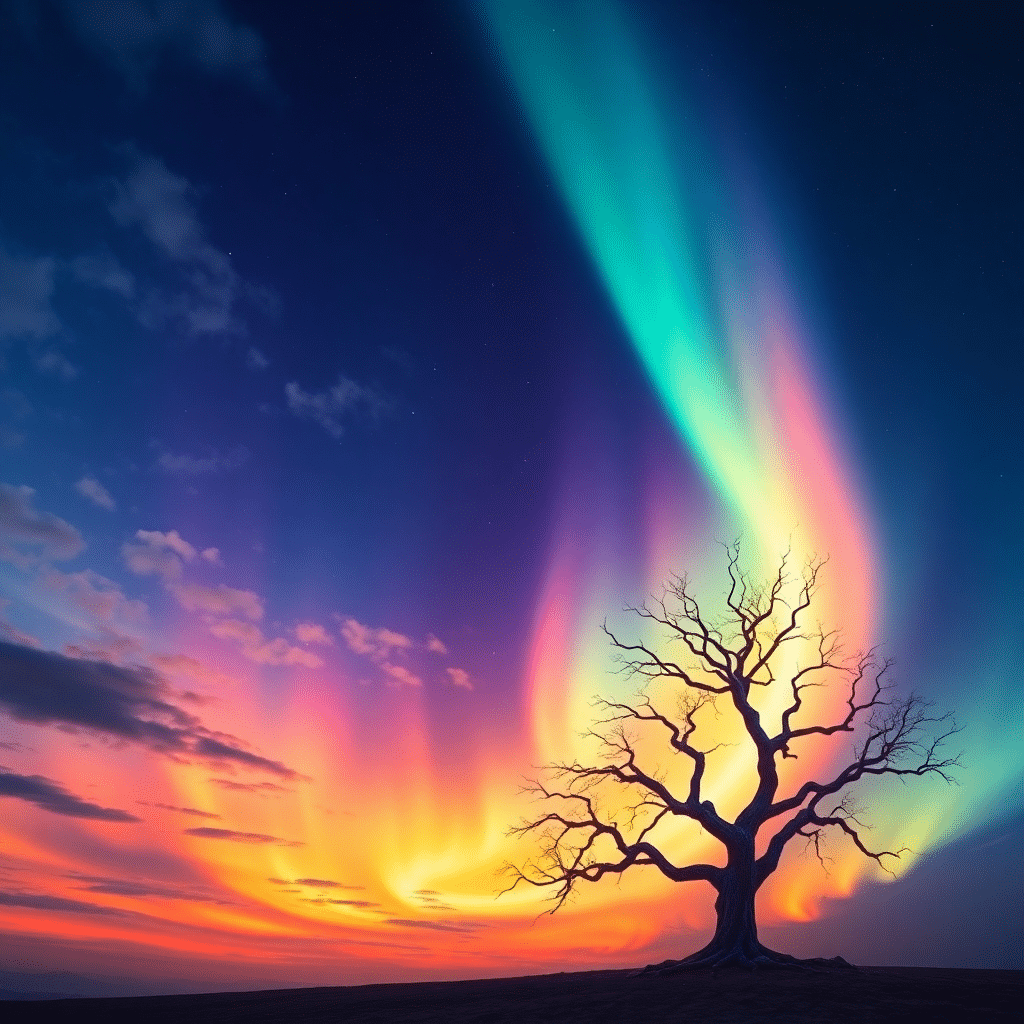 Aurora’s Symphony: Luminous Horizon Born of Cosmic Harmony