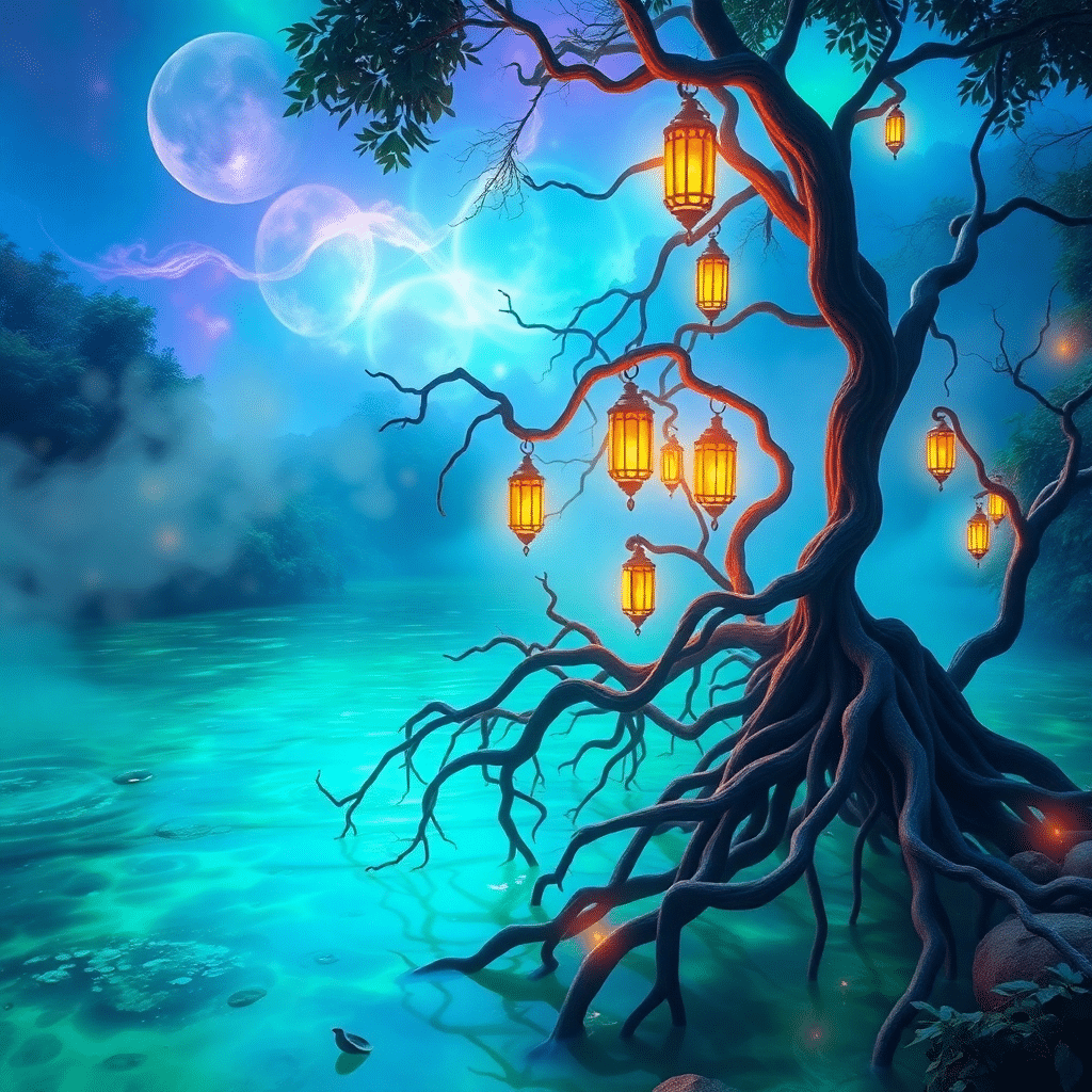 Luminous Oasis: A Glowing Jungle Sanctuary