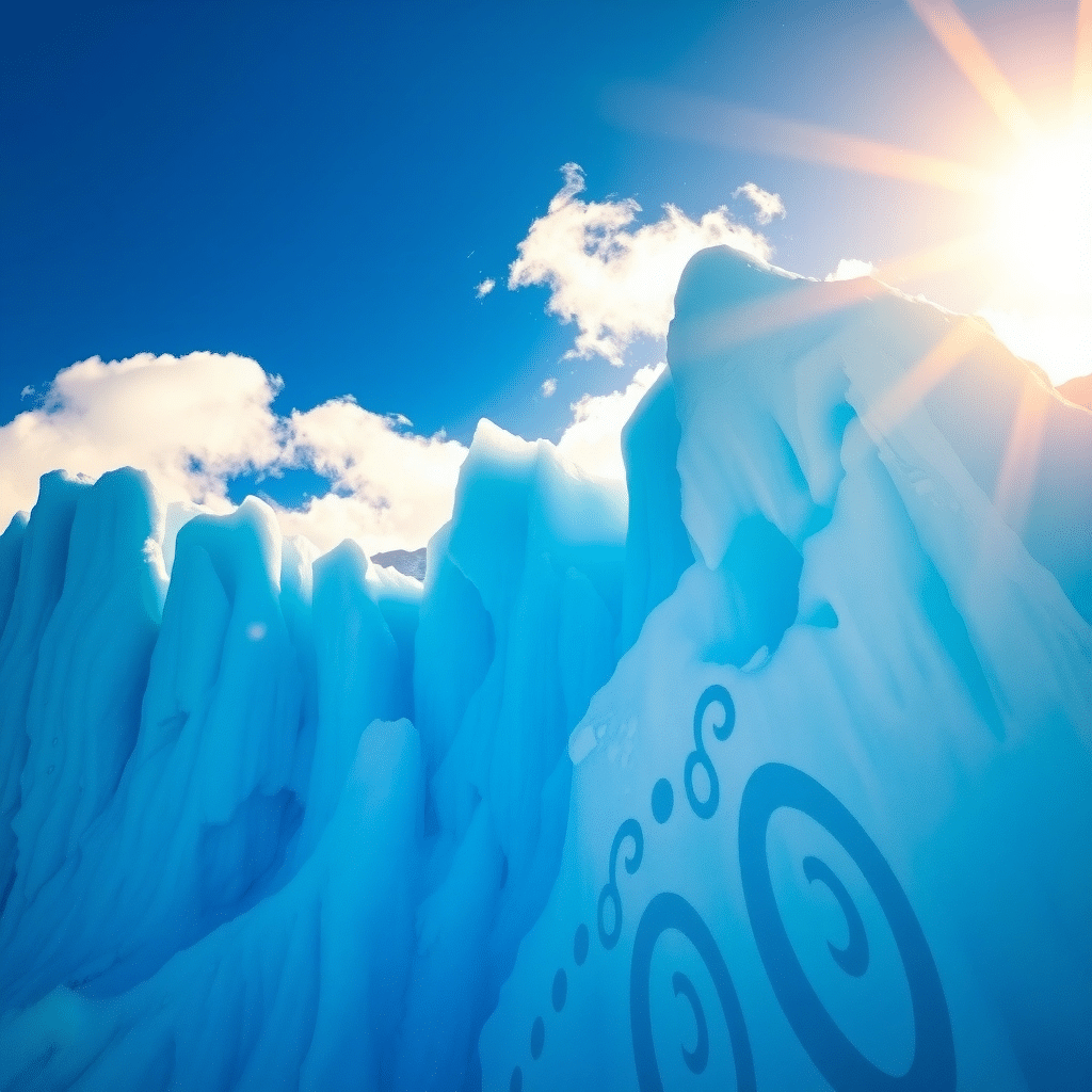 Frostbite’s Majesty: Turquoise Iceberg Transfixed by Celestial Light