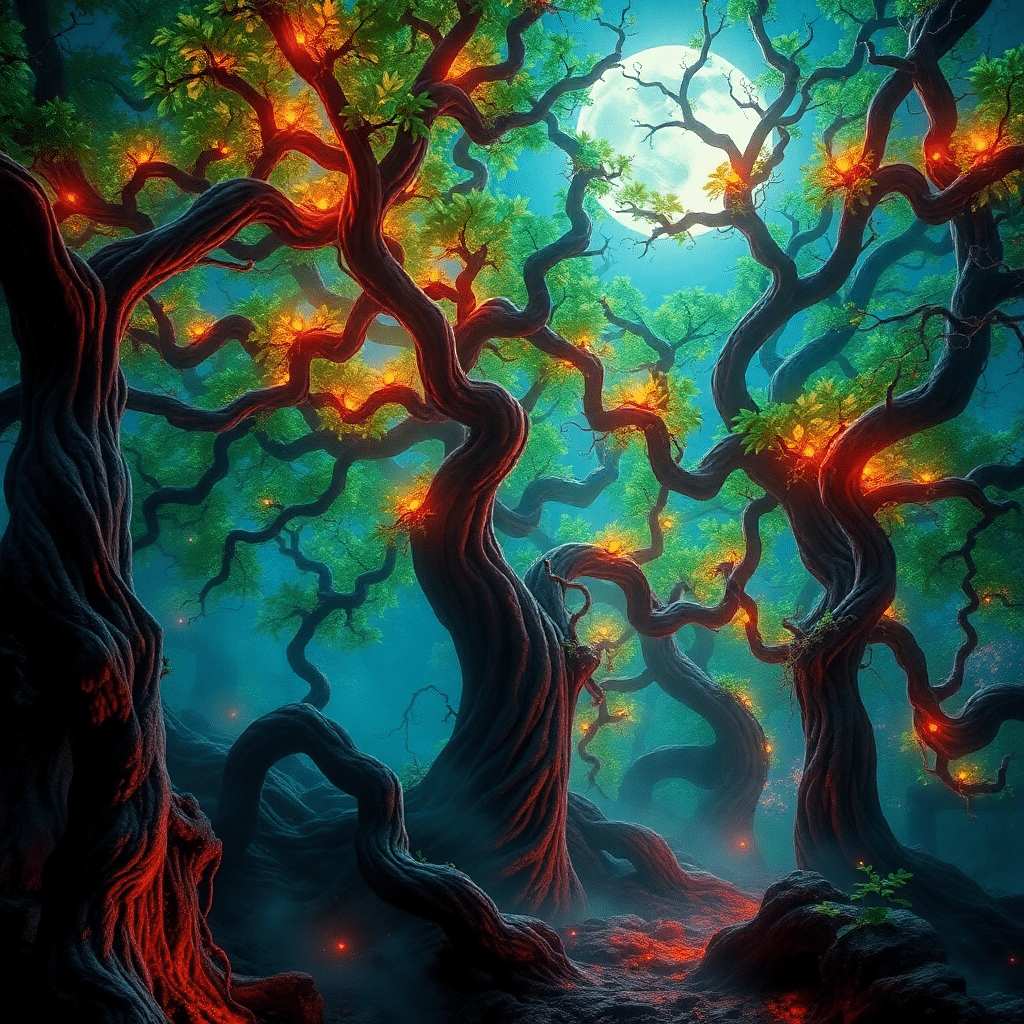 Moonlit Whispers of the Ancient Shadowwood Forest