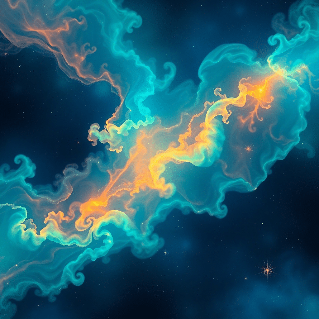 Stellar Oasis Nebula: Cosmic Dance of Turquoise and Indigo
