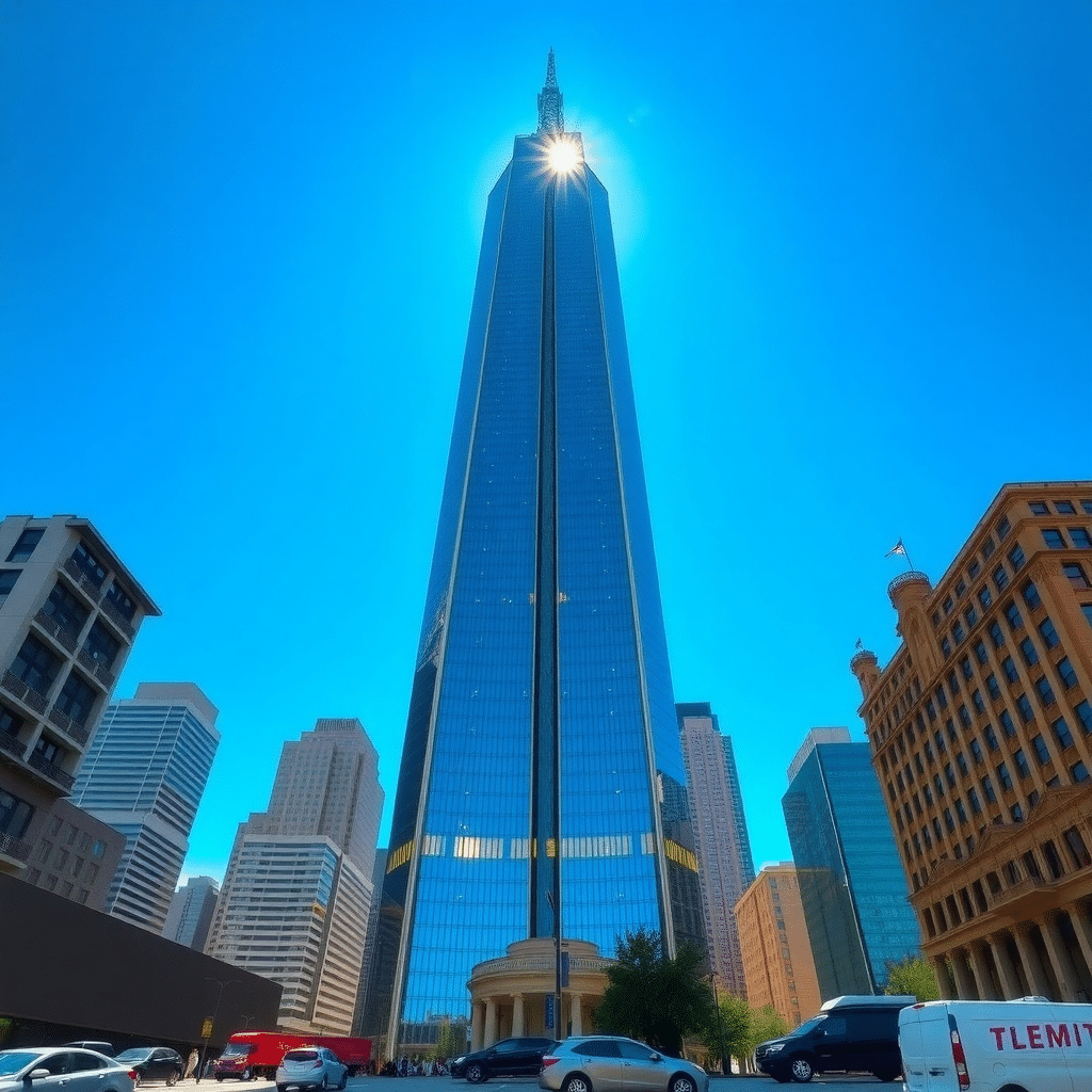 Urban Oasis: Azure Spire of Turquoise Dreams