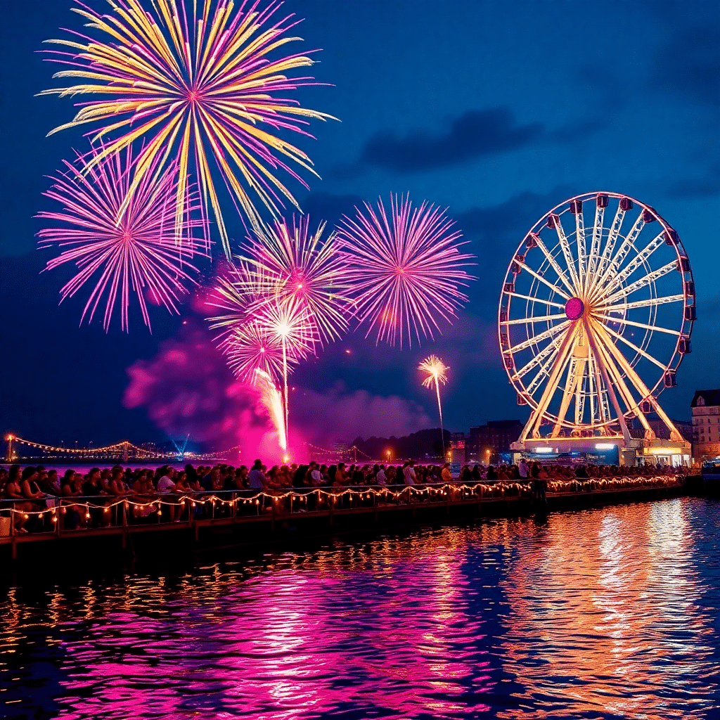 Summer Spectacle: Ferris Wheel and Fireworks Frenzy