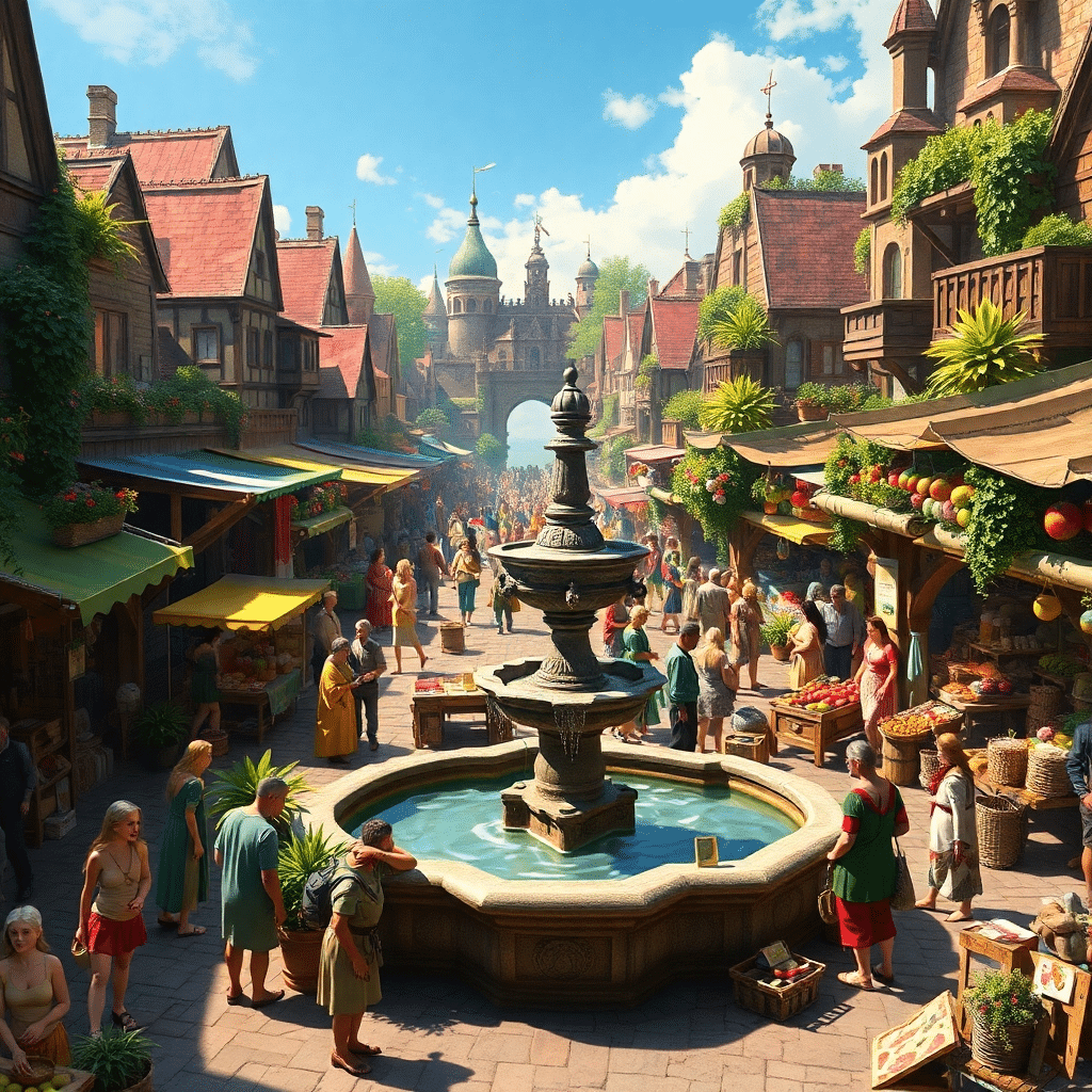 Midday Merriment in the Medieval Market Square