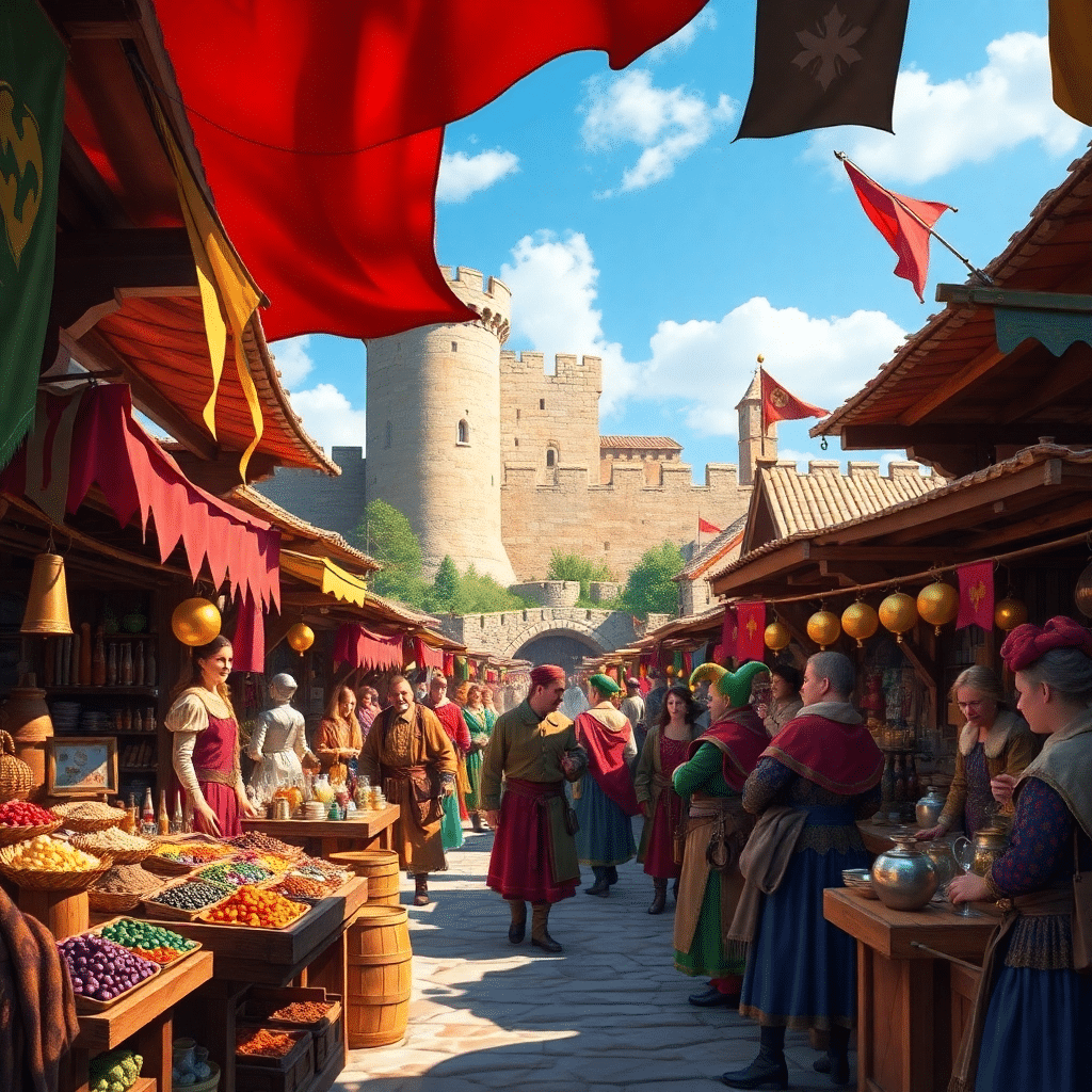 Bustling Bazaar of Emberstone Castle