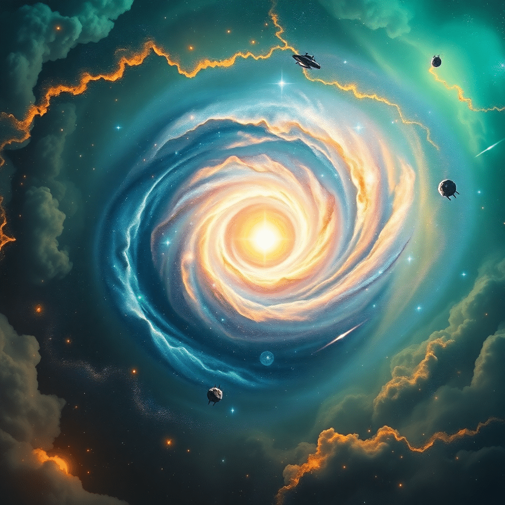 Aurora’s Cosmic Odyssey: Celestial Realm of Ancient Wonders