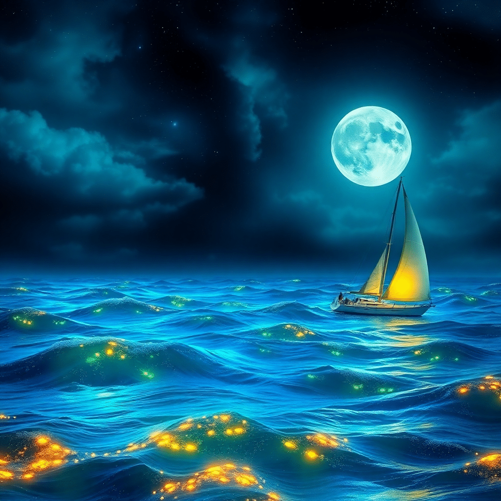Moonlit Serenade of the Luminous Sea Siren