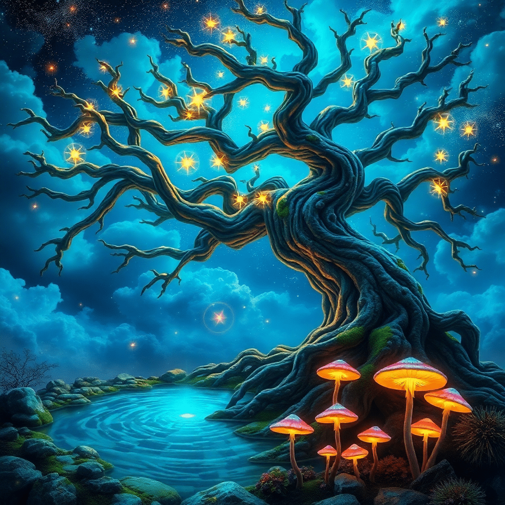 Whispering Stars Beneath the Ancient Elder’s Canopy