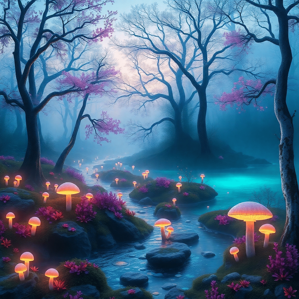 Whispering Wonders of Azurewood enchanted Twilight Realm