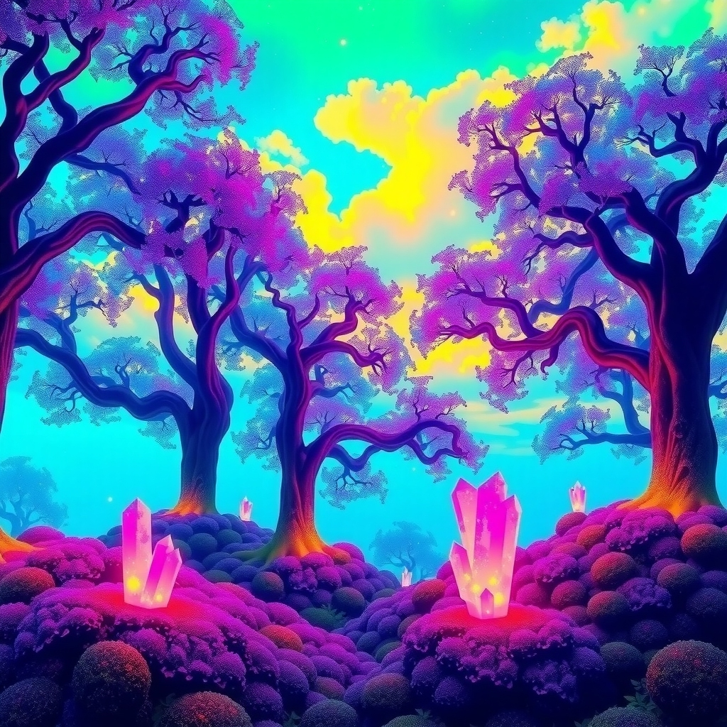 Whispers of Aestria: Celestial Blooms on Cosmic Horizon