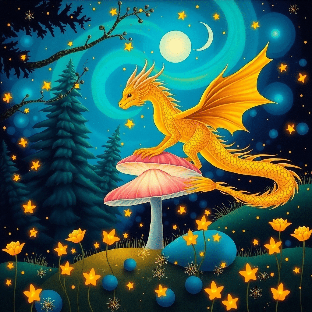 Whispers of Emberwing on a Starlit Night