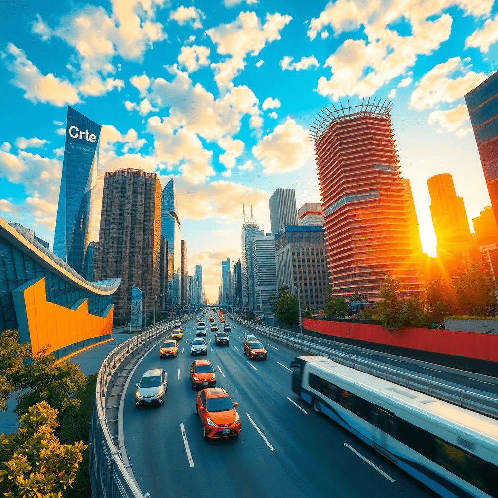 Urban Oasis: A Frenetic Metropolis at Golden Hour