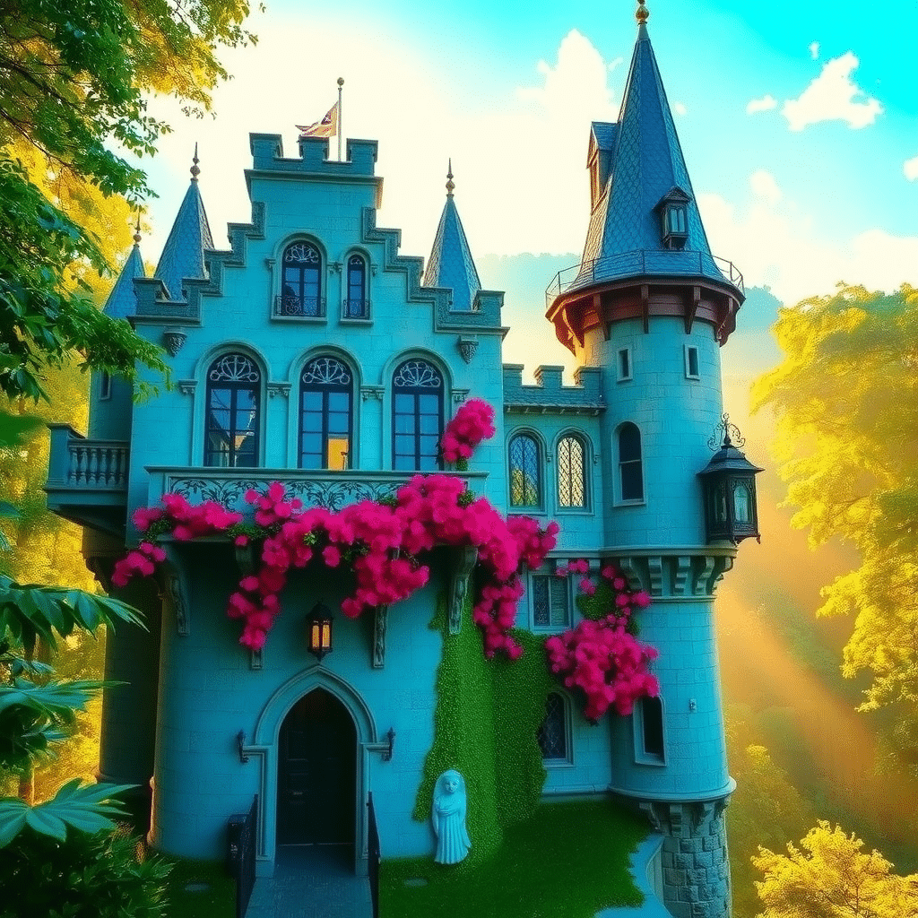 Enchanted Castle of Whispering Emerald Refuge